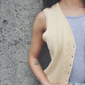 Vintage Cream Cotton Vest Size M